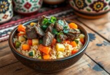 Recette traditionnelle du couscous à l'agneau et légumes