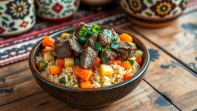 Recette traditionnelle du couscous à l'agneau et légumes